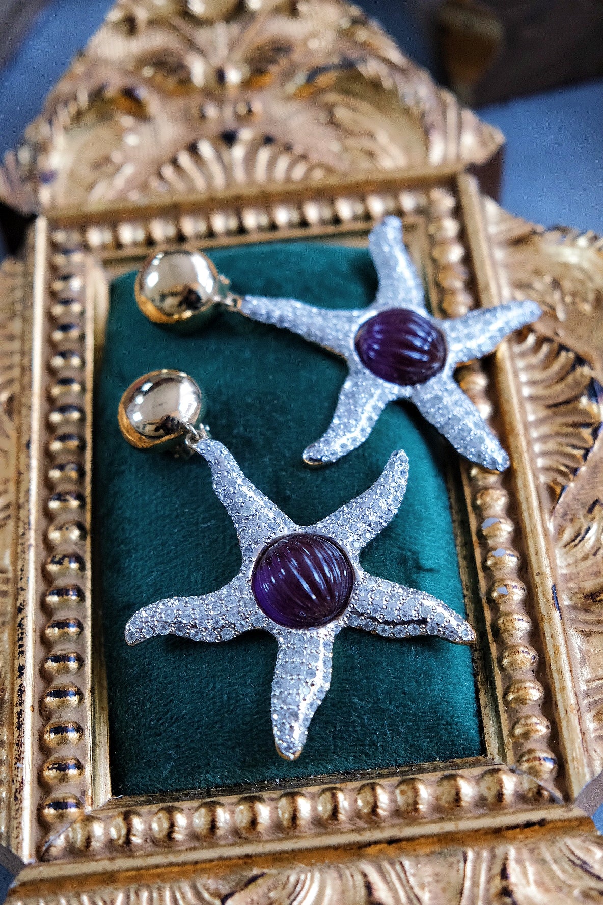 VALENTINO Starfish Rhinestone Statement Vintage Ear Clips