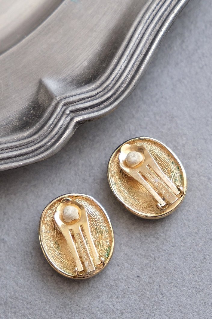 Christian Dior Crystal oval shape earclips vintage earrings
