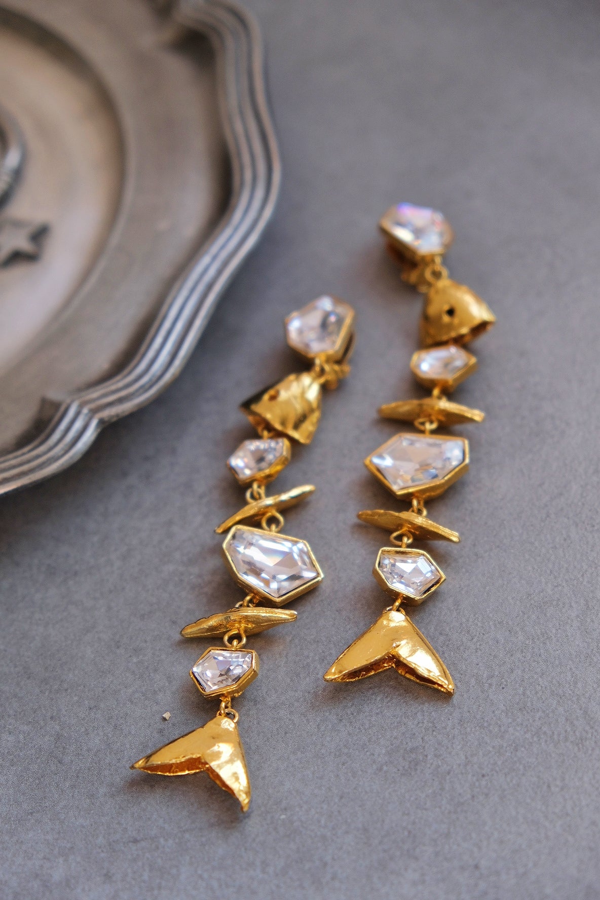 Yves Saint Laurent YSL vintage Fish Bone Earclips Statement earrings