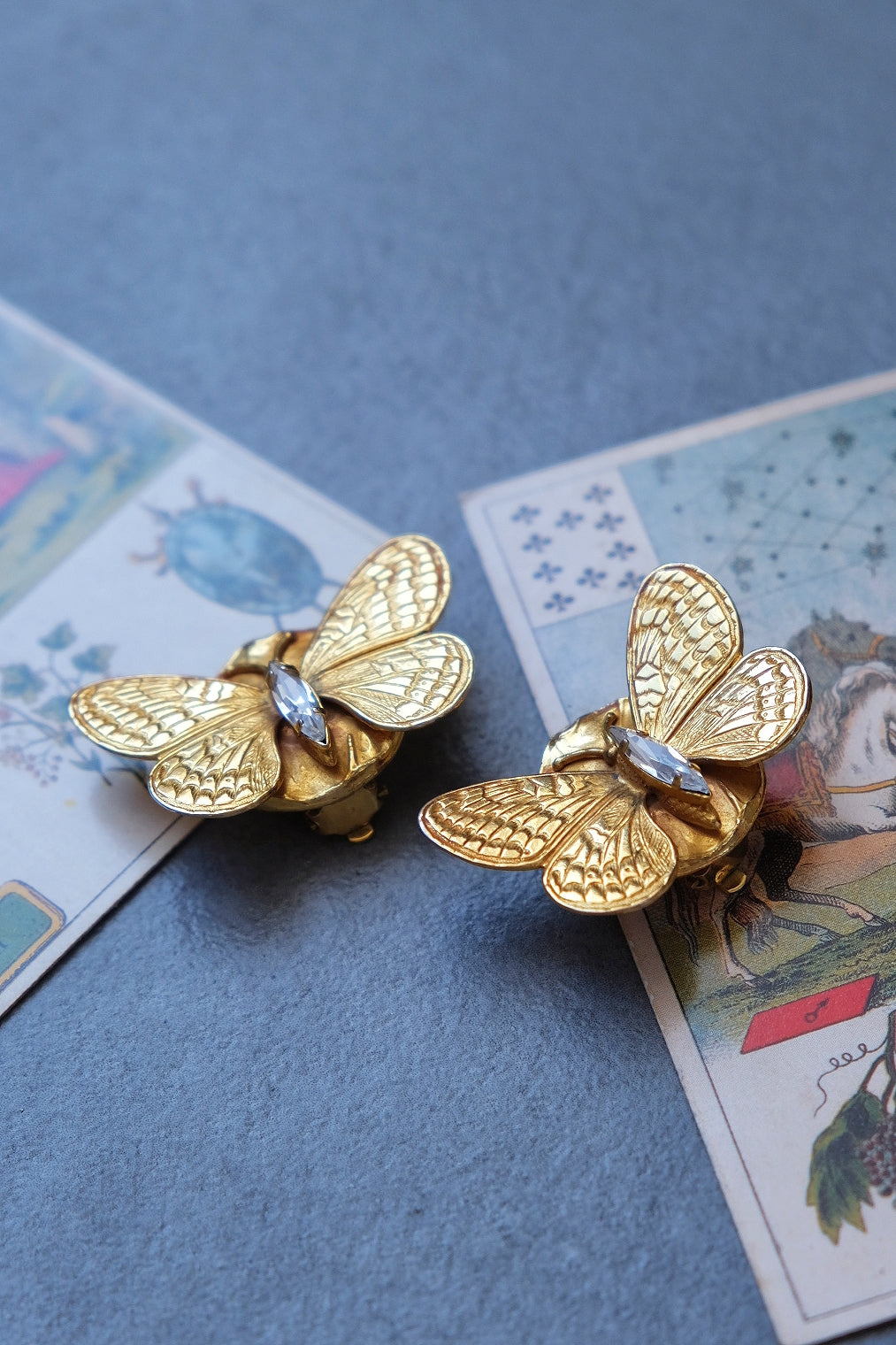 Philippe Ferrandis butterfly earclips Vintage earrings