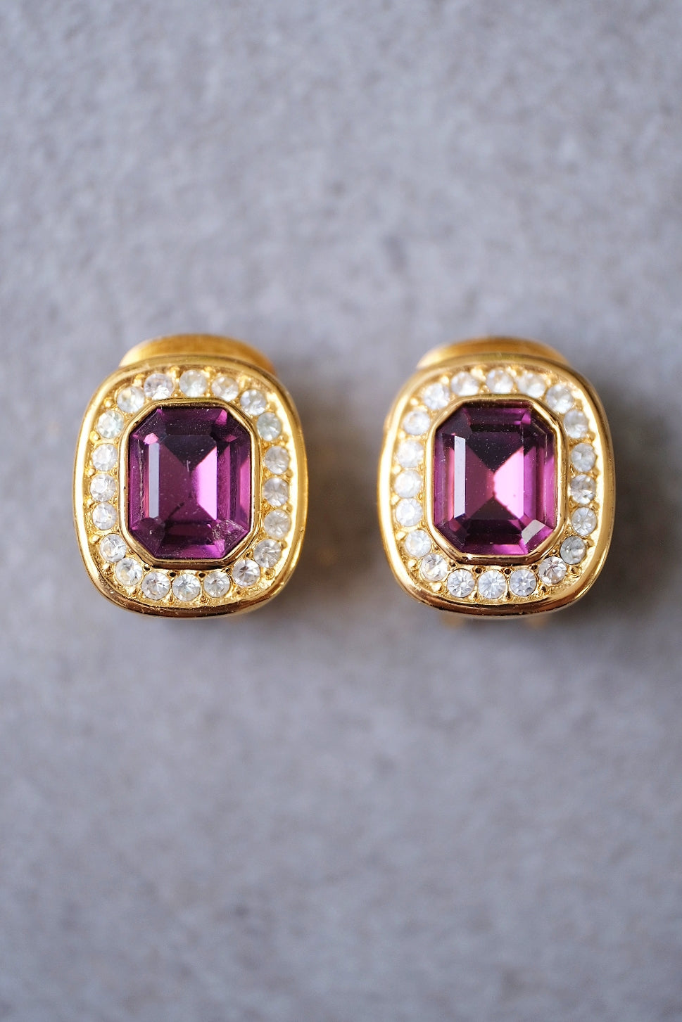 Christian Dior Purple Crystal Rhinestone Vintage Ear clips