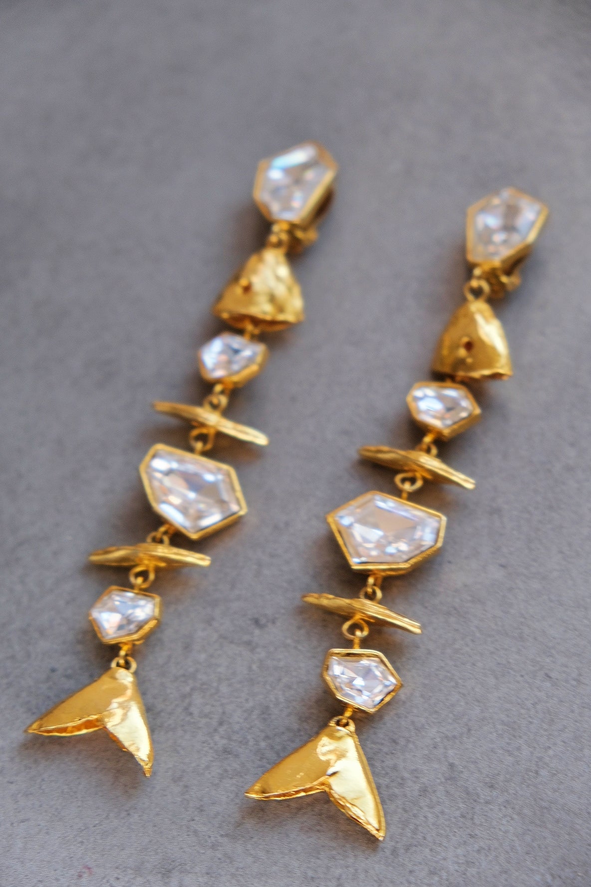 Yves Saint Laurent YSL vintage Fish Bone Earclips Statement earrings