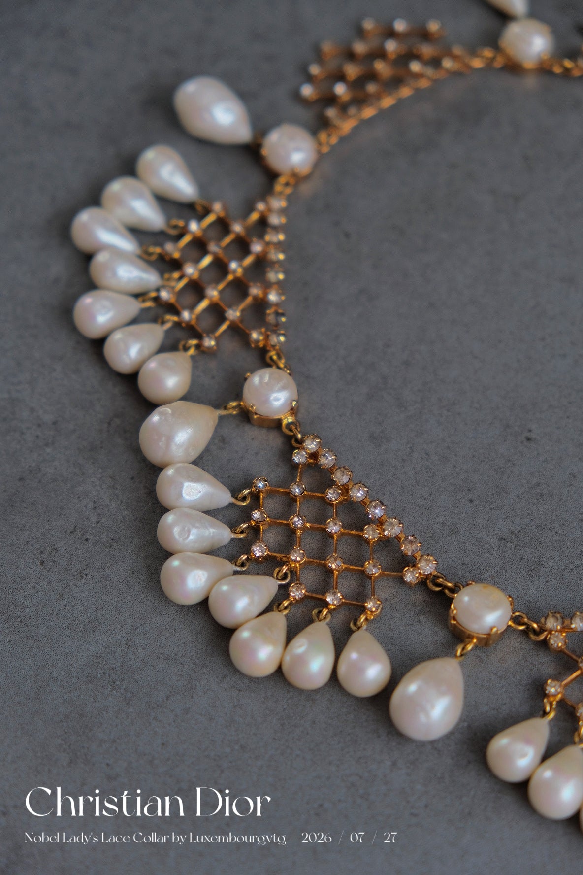 Christian Dior 1950s Lace Collar pearl necklace