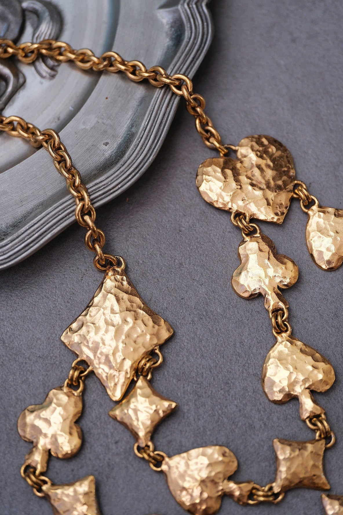 Sonia Rykiel Hammered Gold-Tone Playing Card Vintage Necklace