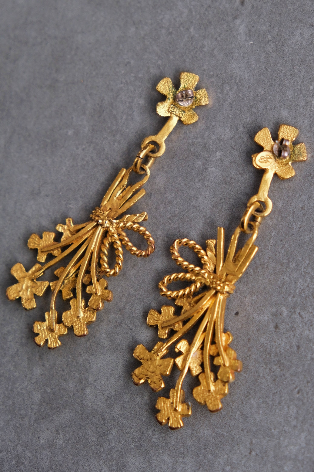 Ines de la Fressange flower bucket Statement Vintage Earrings