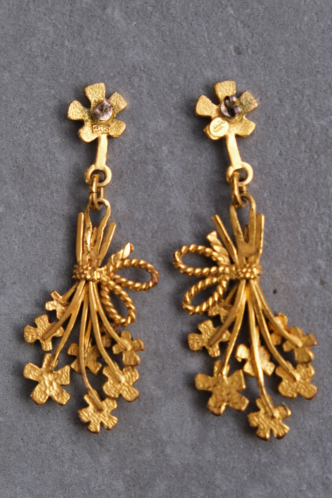 Ines de la Fressange flower bucket Statement Vintage Earrings