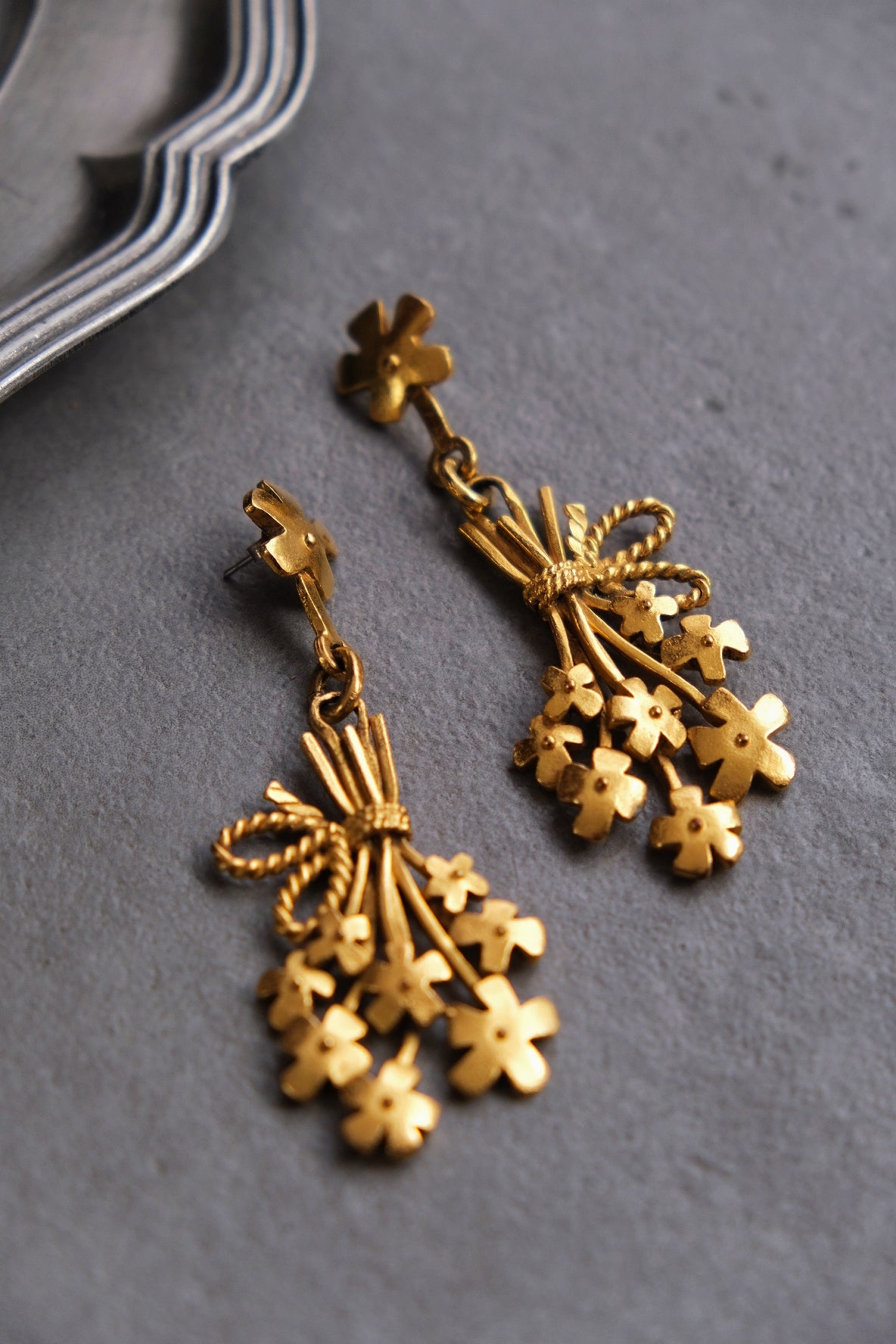Ines de la Fressange flower bucket Statement Vintage Earrings