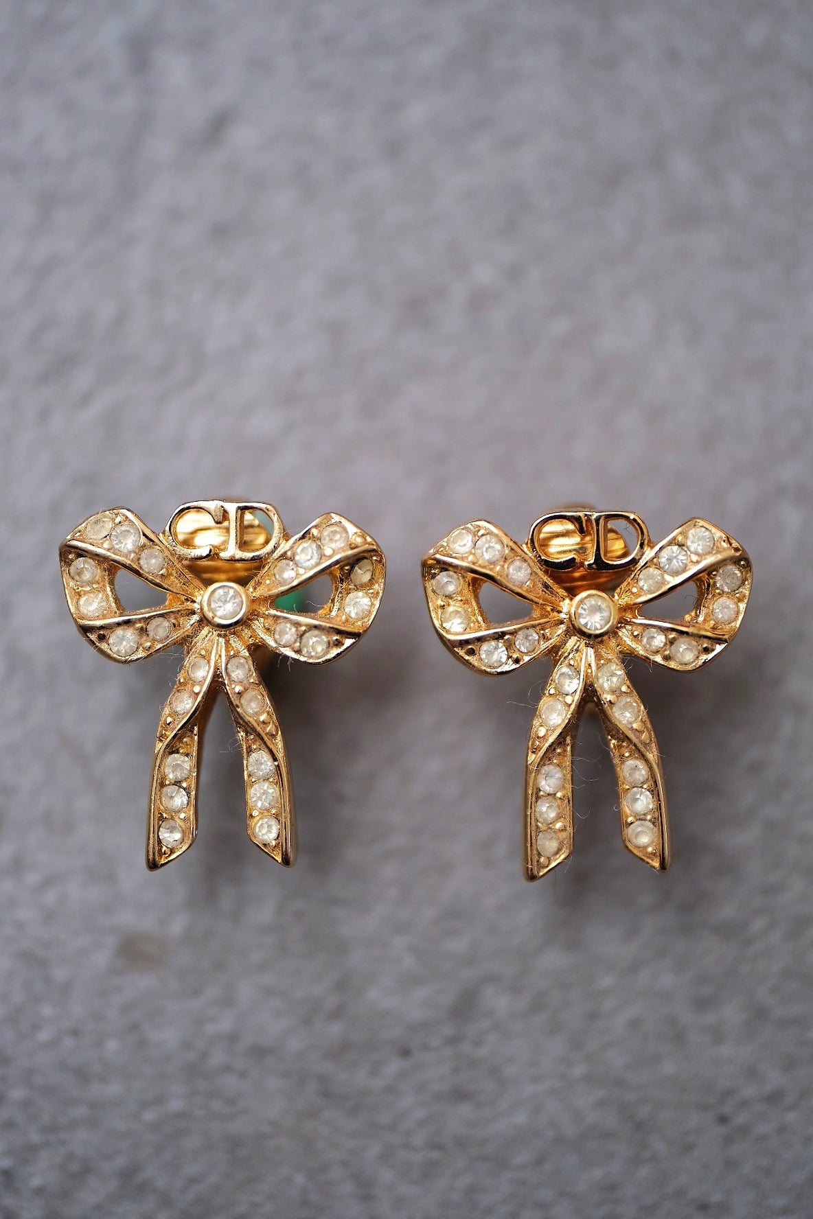 Christian Dior Bow Tie CD Monogram Vintage Ear clips Earrings