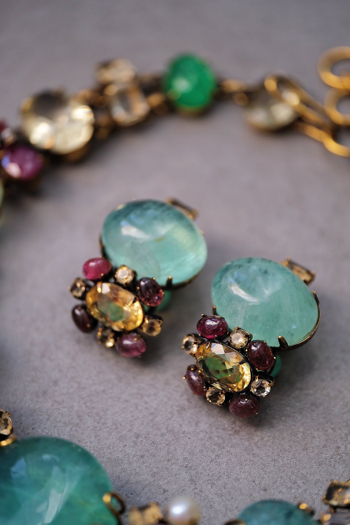 Iradj Moini Magic Aquamarine Necklace and Earclips Jewelry Set