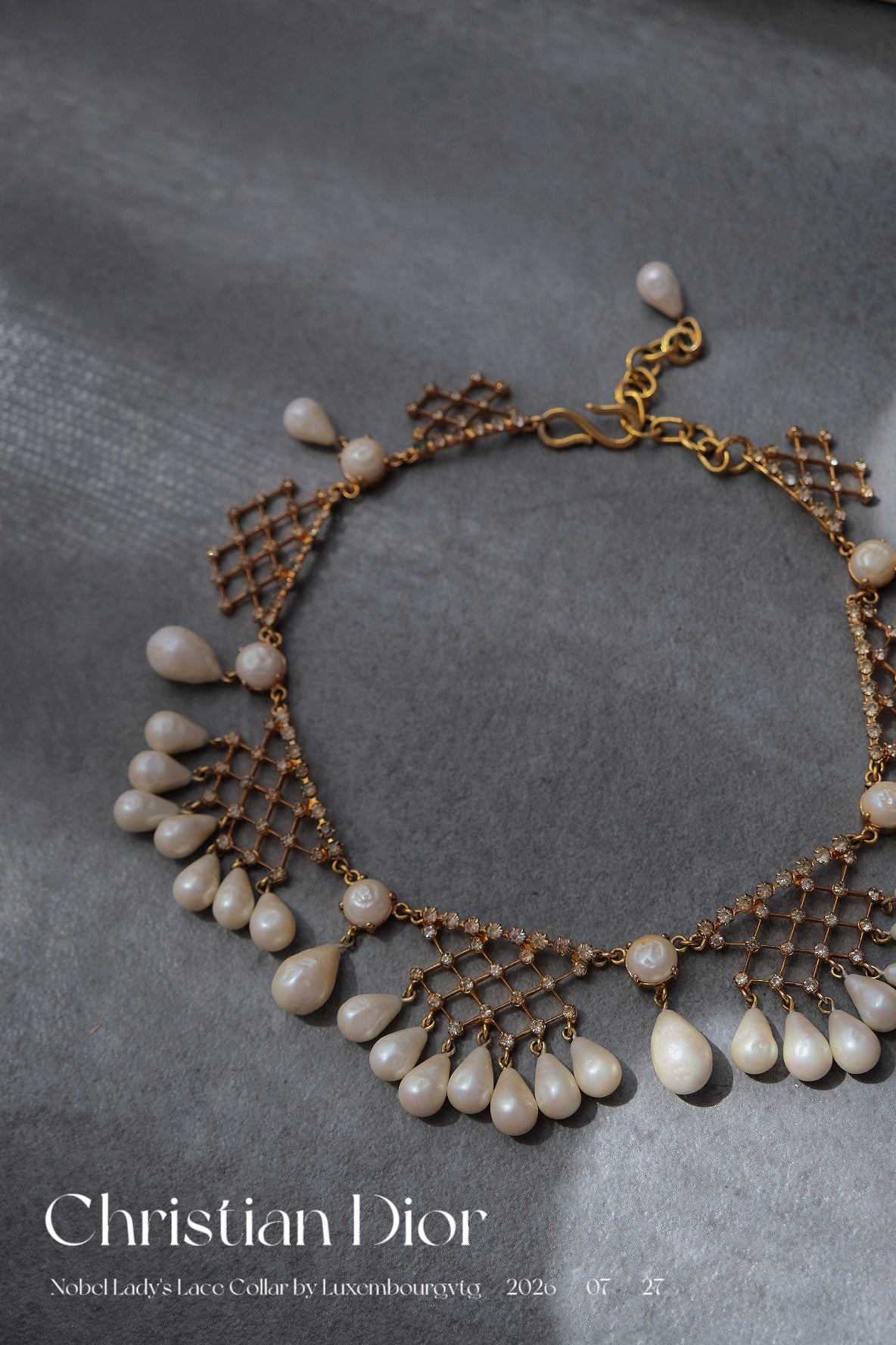 Christian Dior 1950s Lace Collar pearl necklace