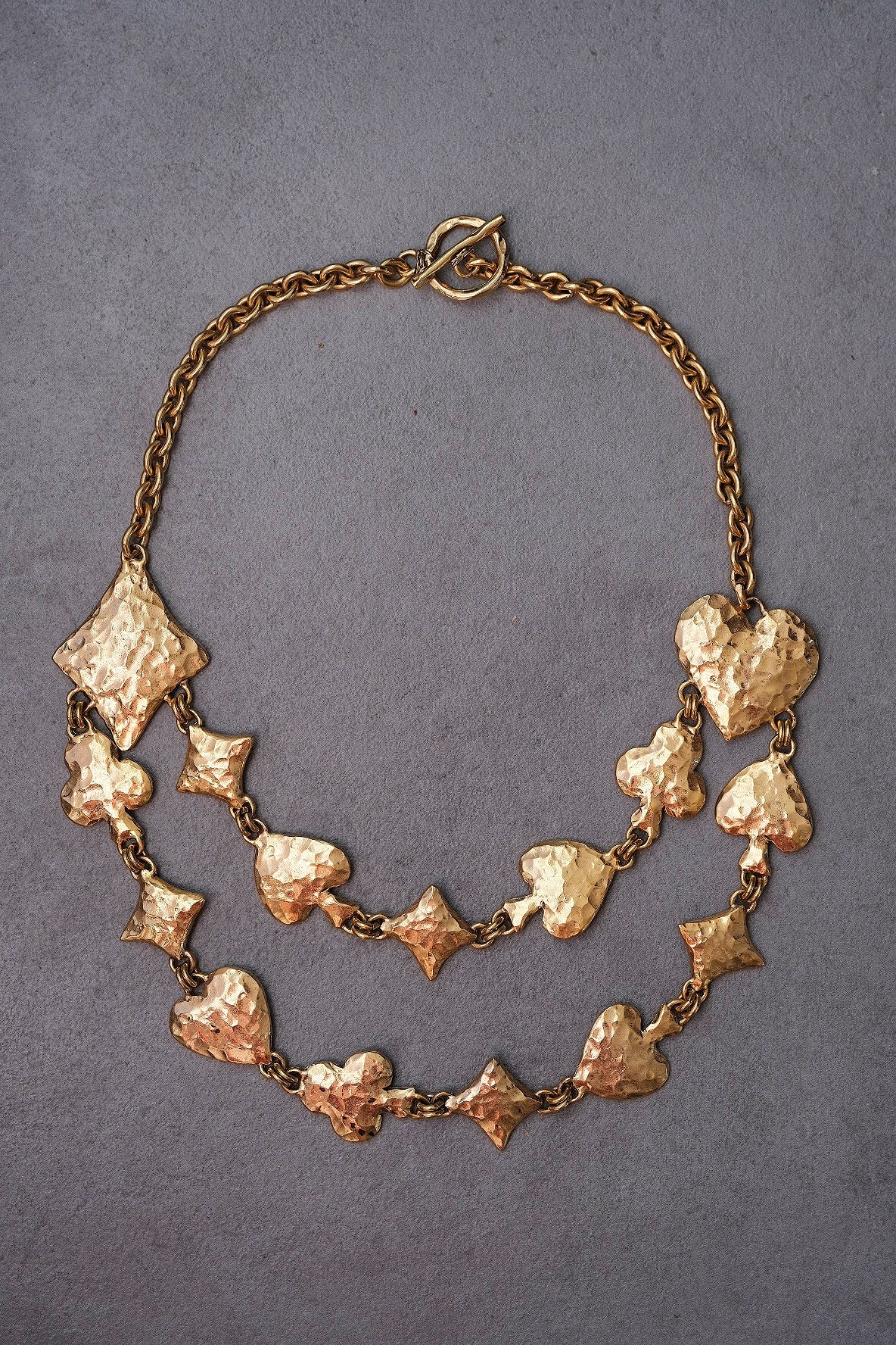 Sonia Rykiel Hammered Gold-Tone Playing Card Vintage Necklace