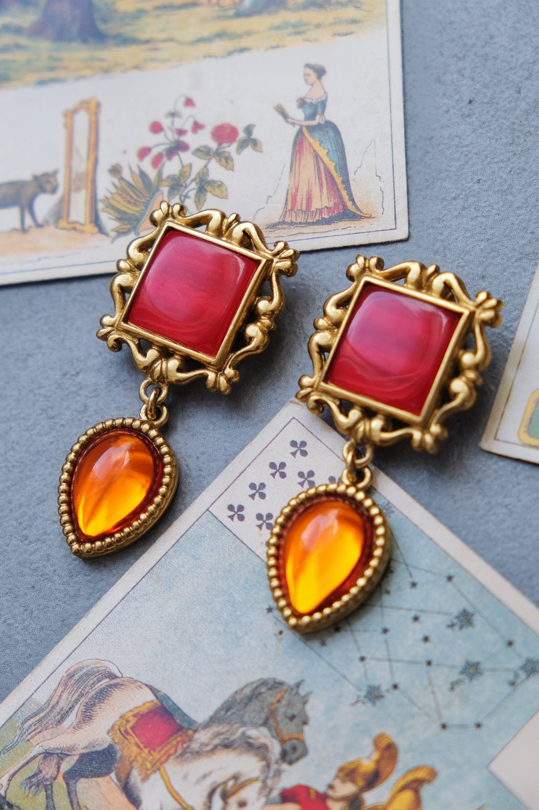 Yves Saint Laurent YSL vintage baroque dangle Earclips