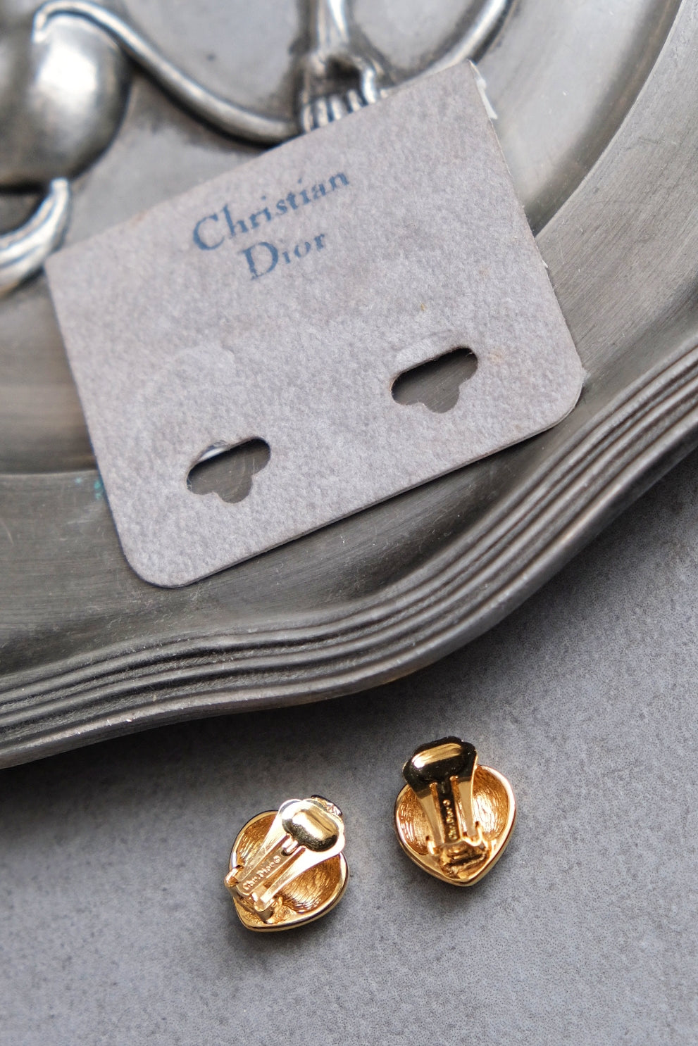 CHRISTIAN DIOR Heart Perfume Bottle Vintage Earrings Vintage Earclips