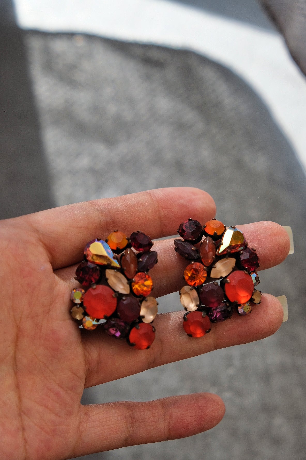 1970s Crystal Autumn Glow Vintage Clip-On Earrings