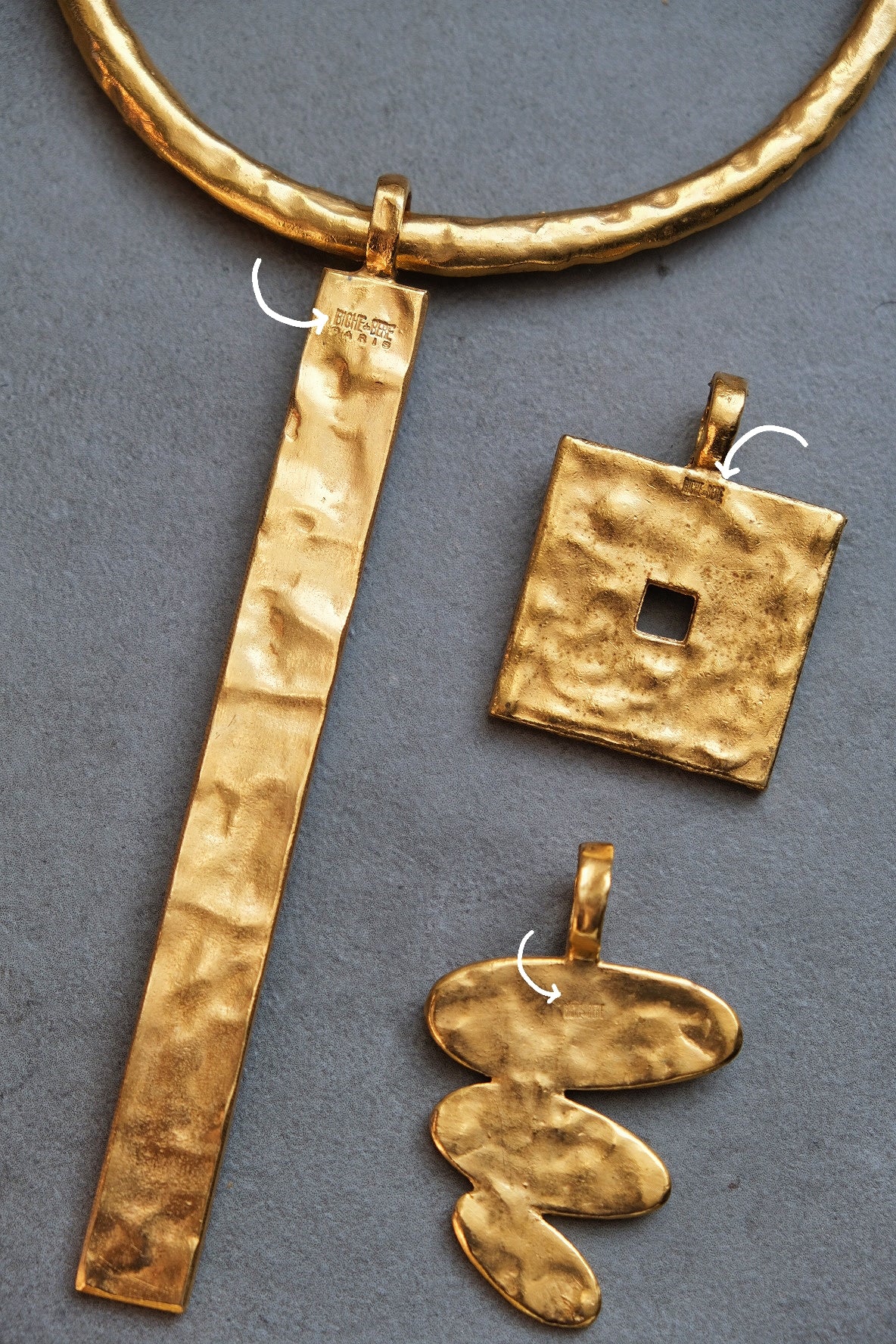 BICHE DE BERE massive chocker/necklaces set vintage necklace with three pendants