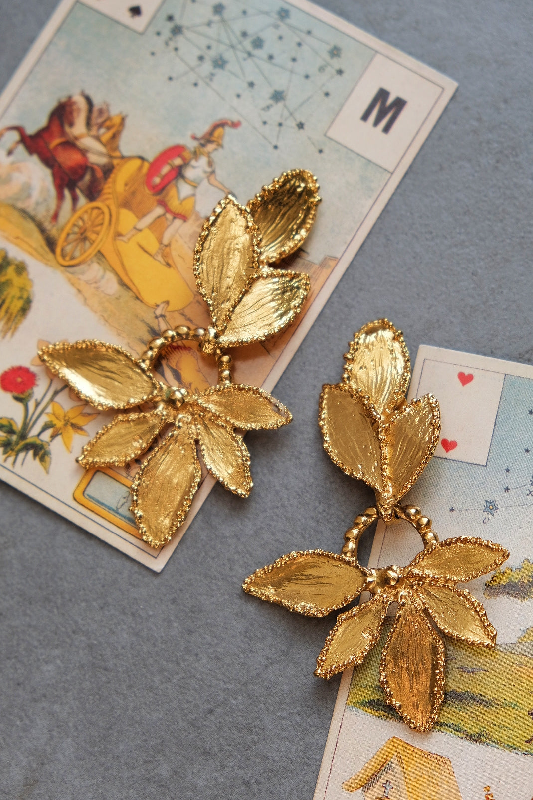 Yves Saint Laurent YSL massive size vintage flower Earclips Statement earrings