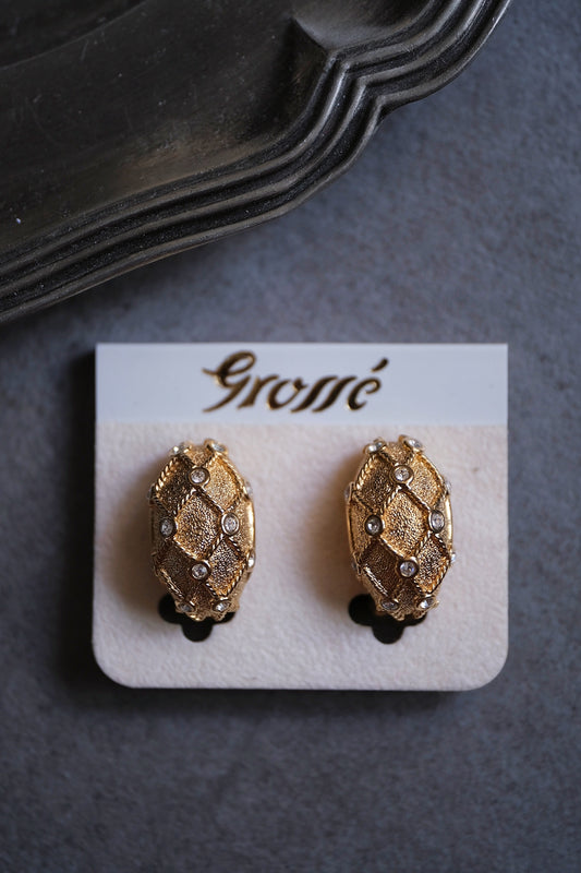 Henkel Grossé (Christian Dior) crystal net Vintage Earrings Ear clips