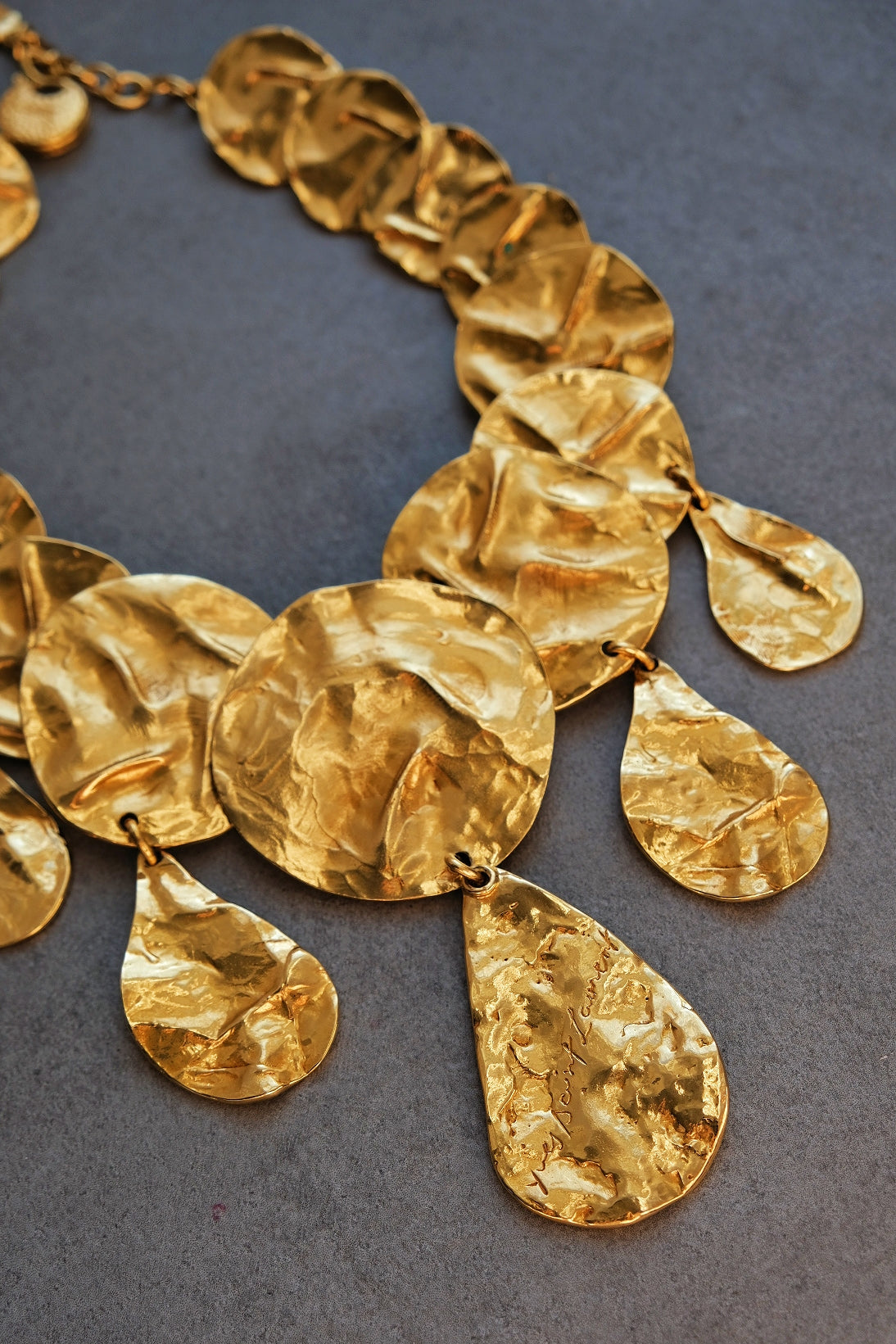 Yves Saint Laurent YSL opulent cumpled discs vintage pendant necklace