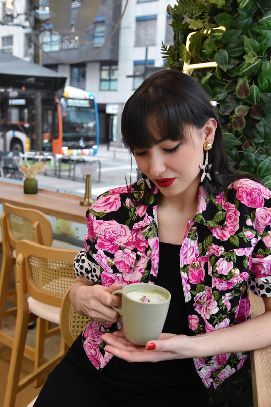MOSCHINO Jeans Vintage Floral Jacket Rose Print