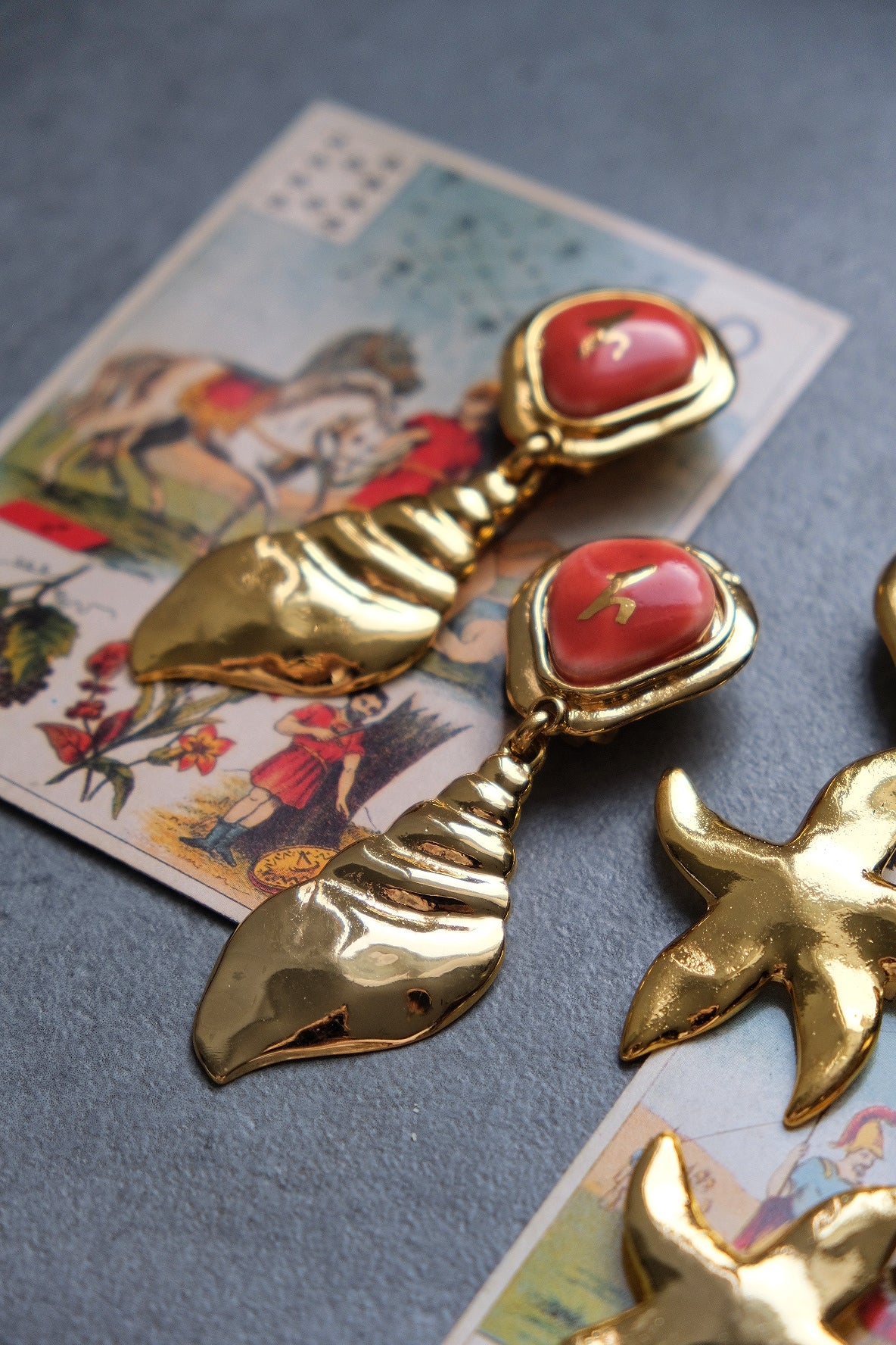 Edouard Rambaud Starfish / Seasnail Statement Vintage Ear clips Statemenr Earrings