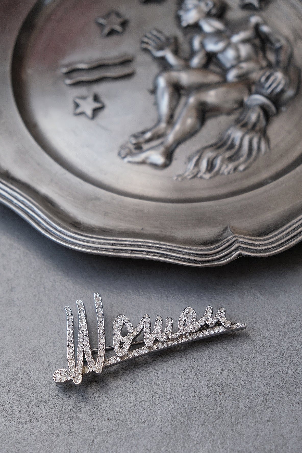 RESERVED SONIA RYKIEL "Woman" cursive font Vinatge Brooch Pin