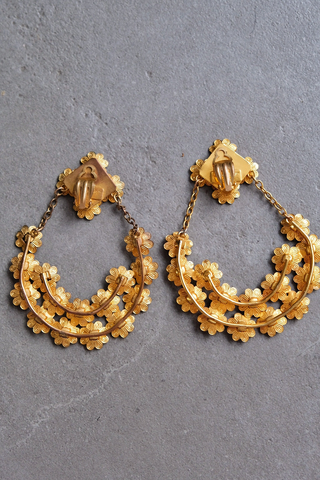 Scooter Paris Massive Size Flower Bucket statement earrings French Vintage Earclips