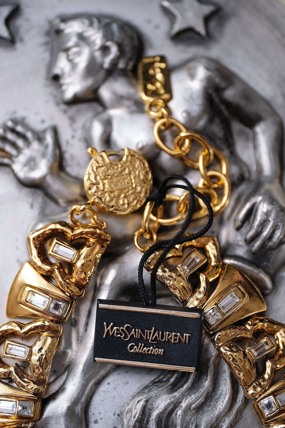 Yves Saint Laurent YSL vintage crystal collier chain necklace
