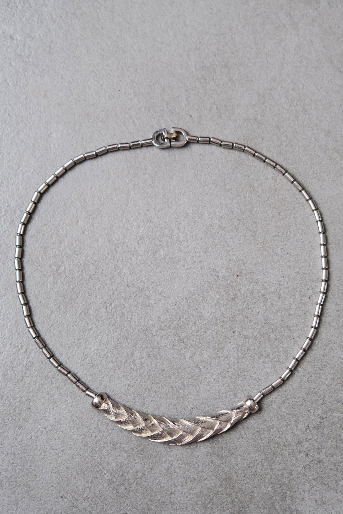 Christian Dior 1980s silver woven vintage collier / necklace