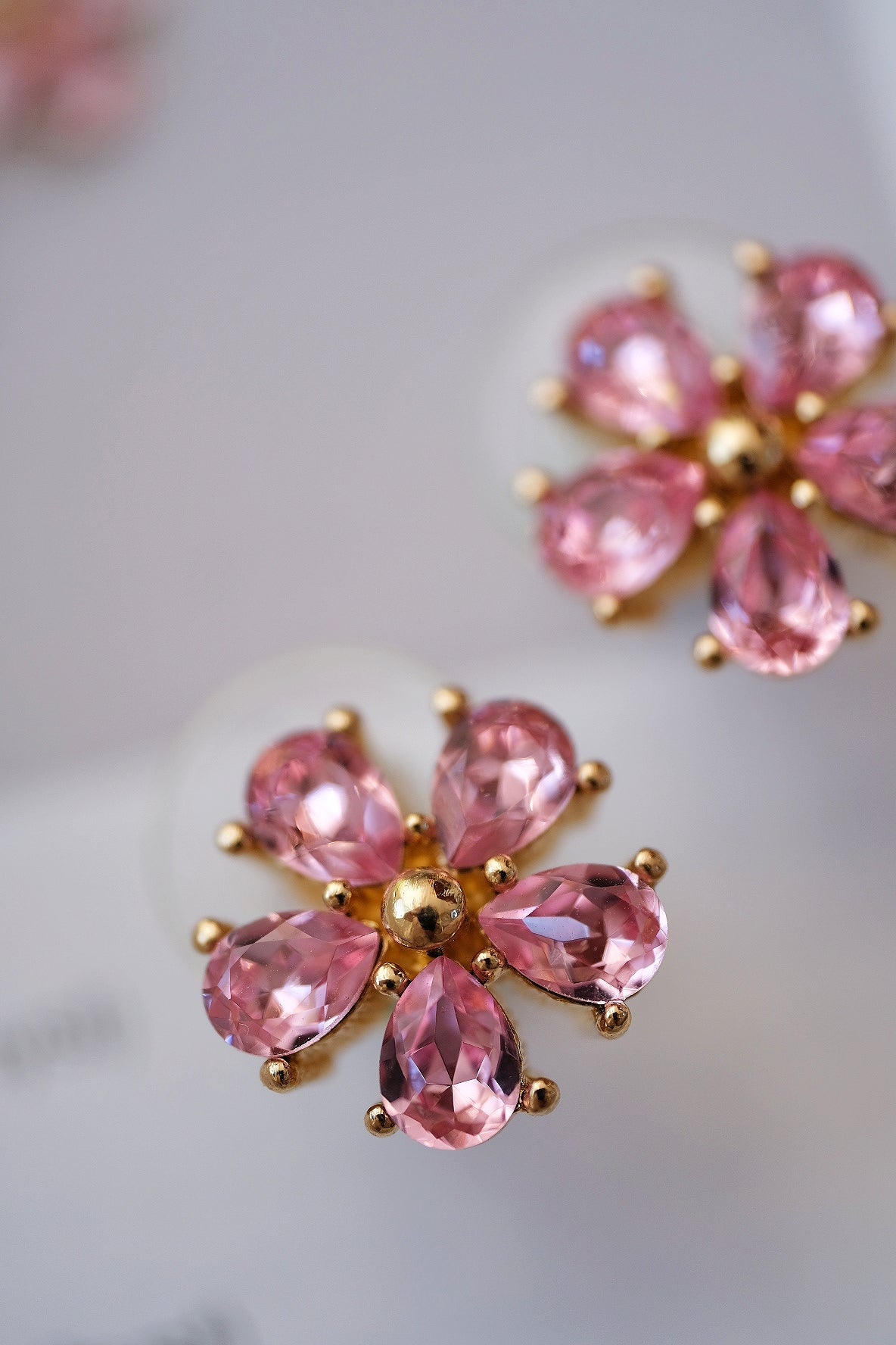 Christian Dior Bookpiece Pink Sakura Crystal Stud Vintage Earrings