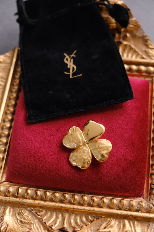 Yves Saint Laurent Clover Flower Heart Vintage Brooch