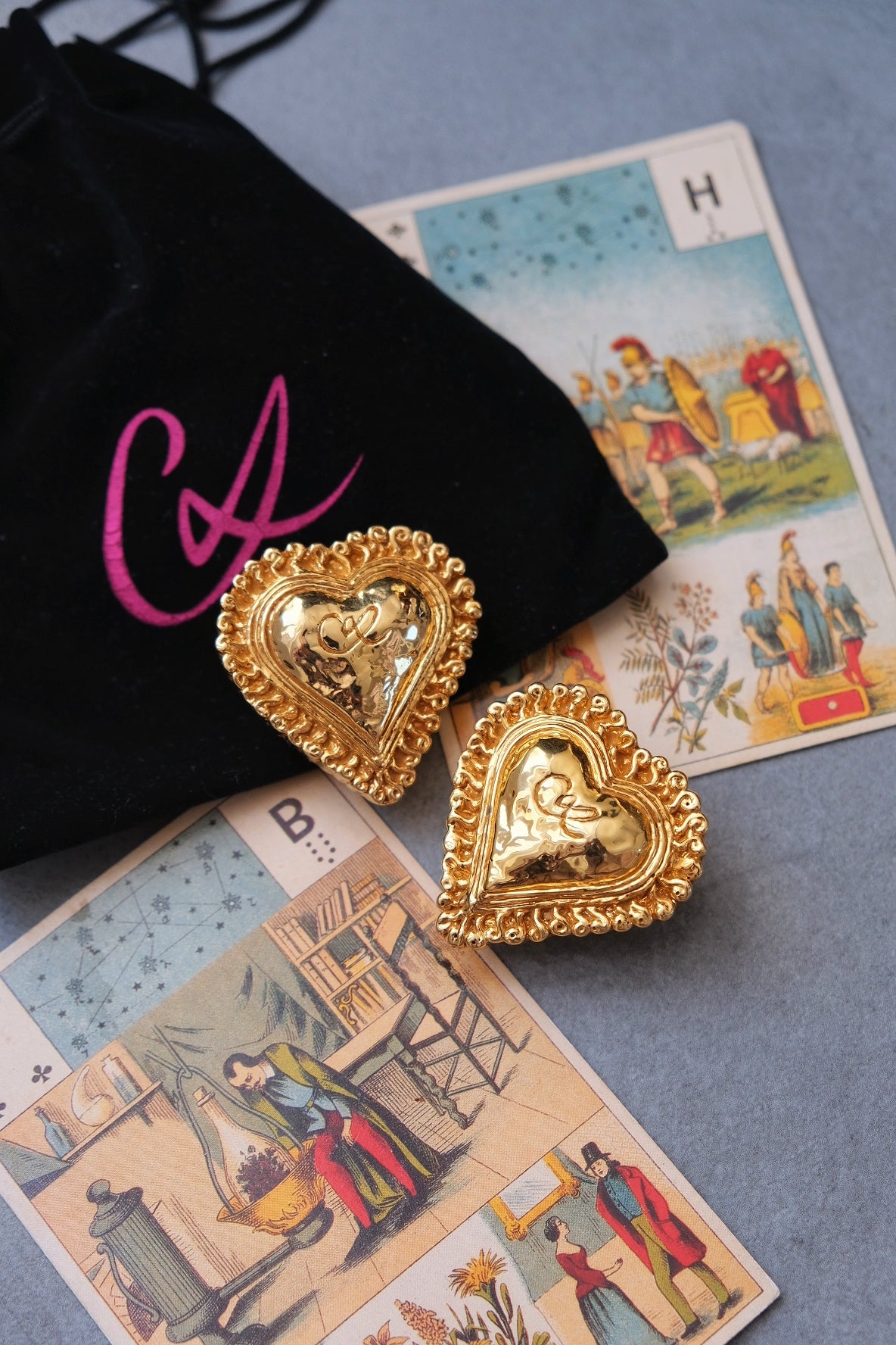 Christian Lacroix massive size heart earclips Statement Earrings