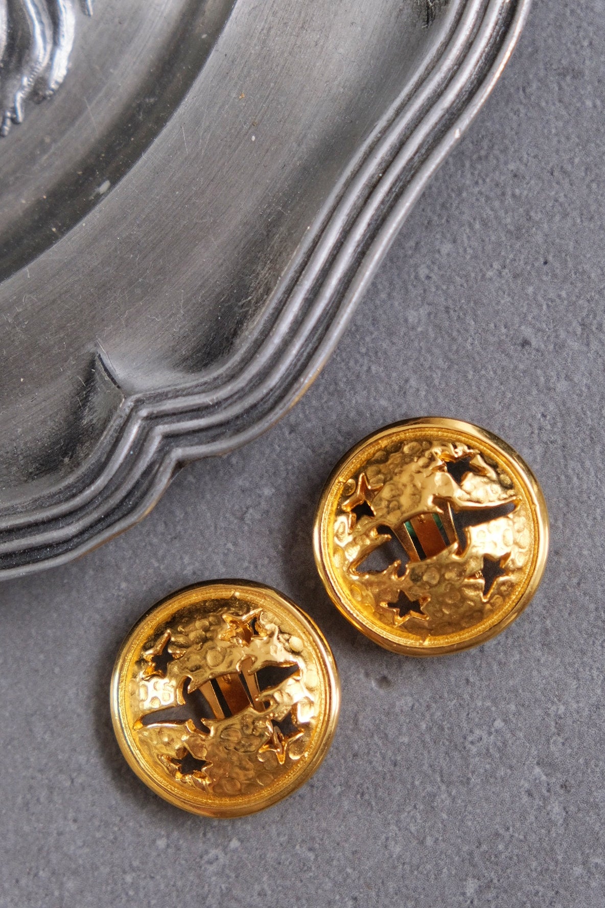 Céline Paris crocodile star earclips vintage earrings