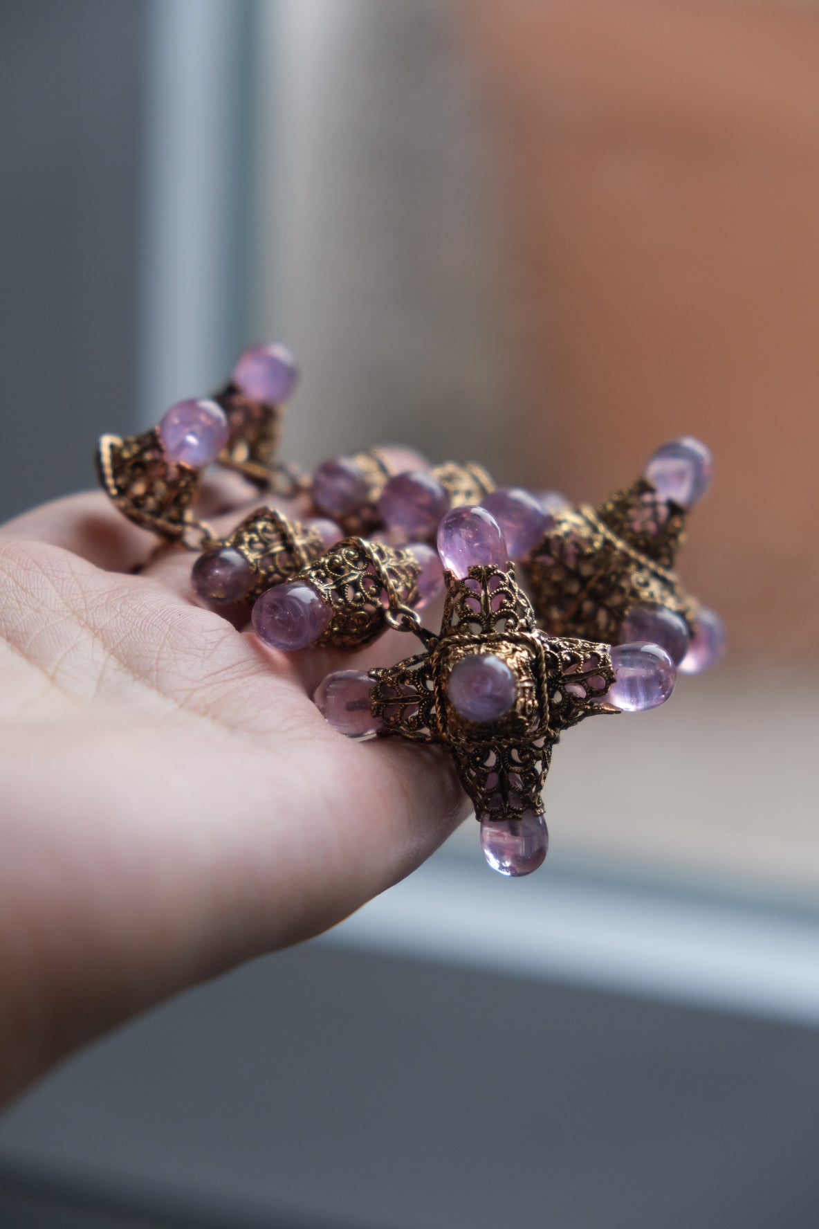 Goossens vintage pink gripoix cabochon earclips