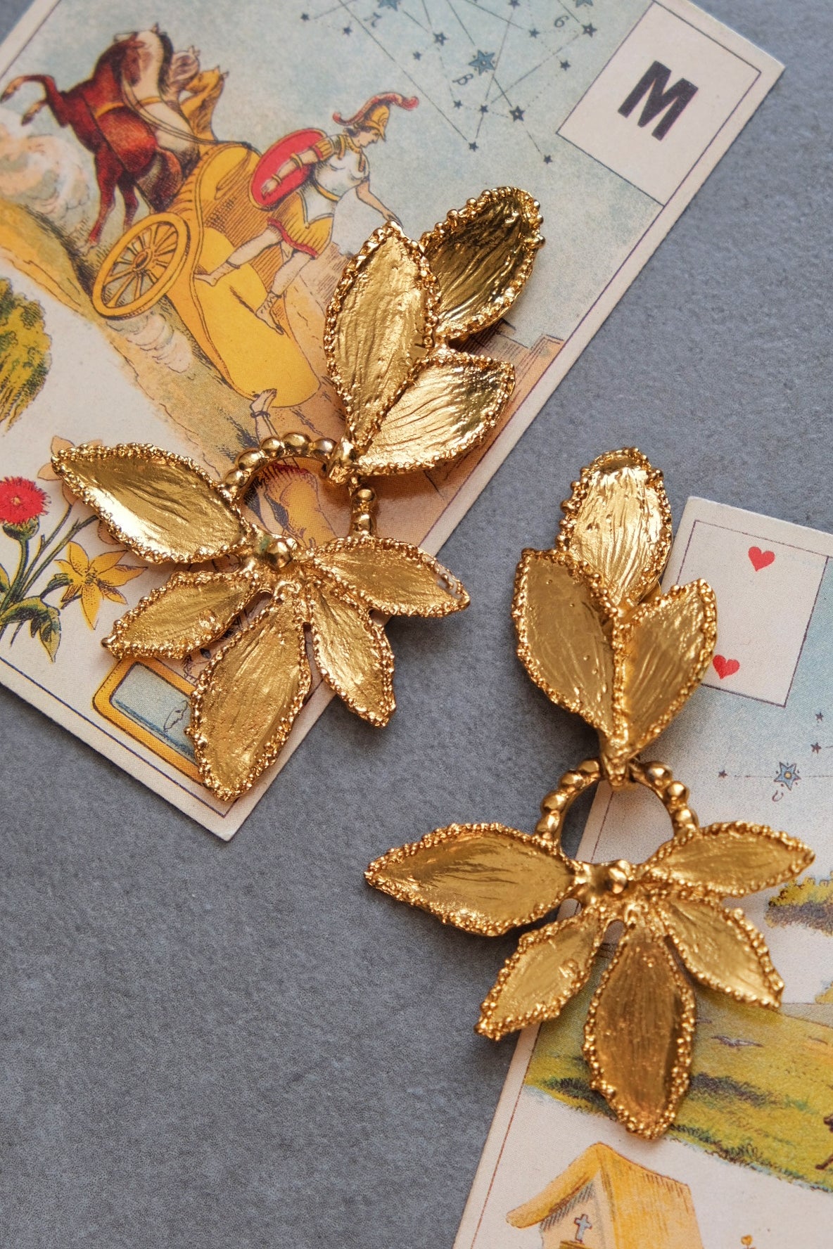 Yves Saint Laurent YSL massive size vintage flower Earclips Statement earrings