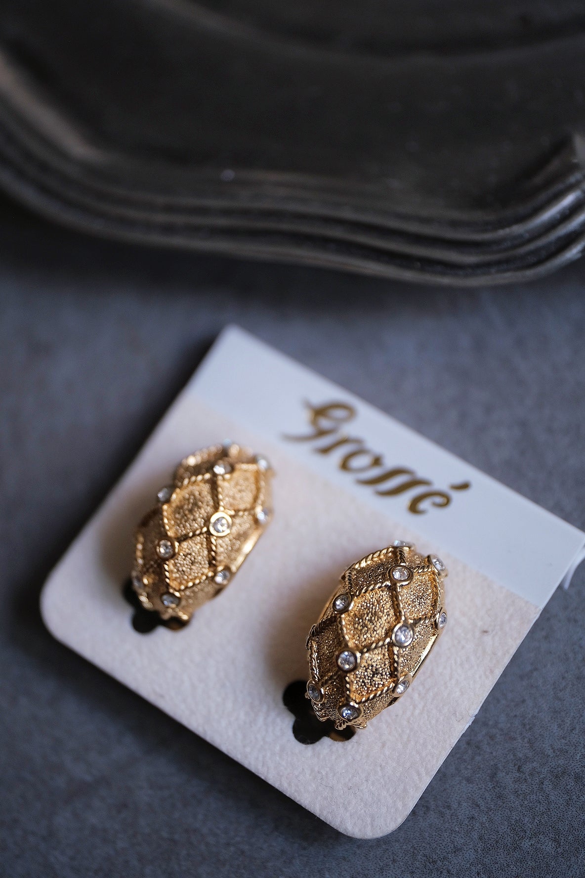 Henkel Grossé (Christian Dior) crystal net Vintage Earrings Ear clips
