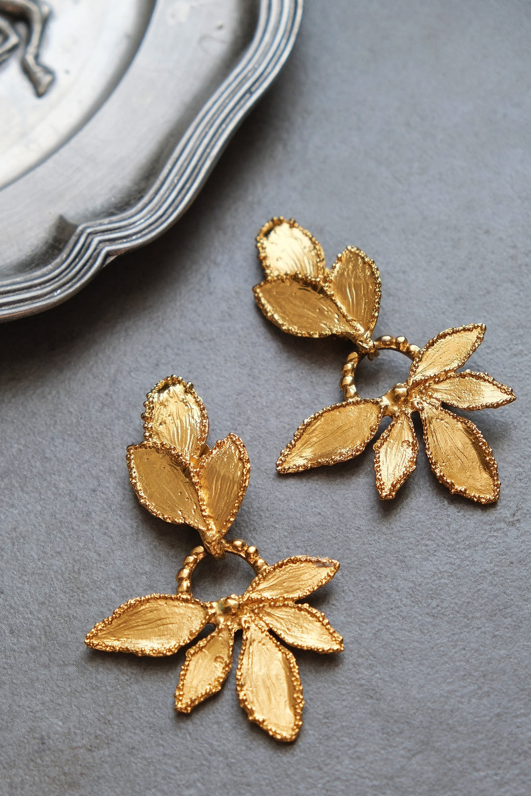 Yves Saint Laurent YSL massive size vintage flower Earclips Statement earrings