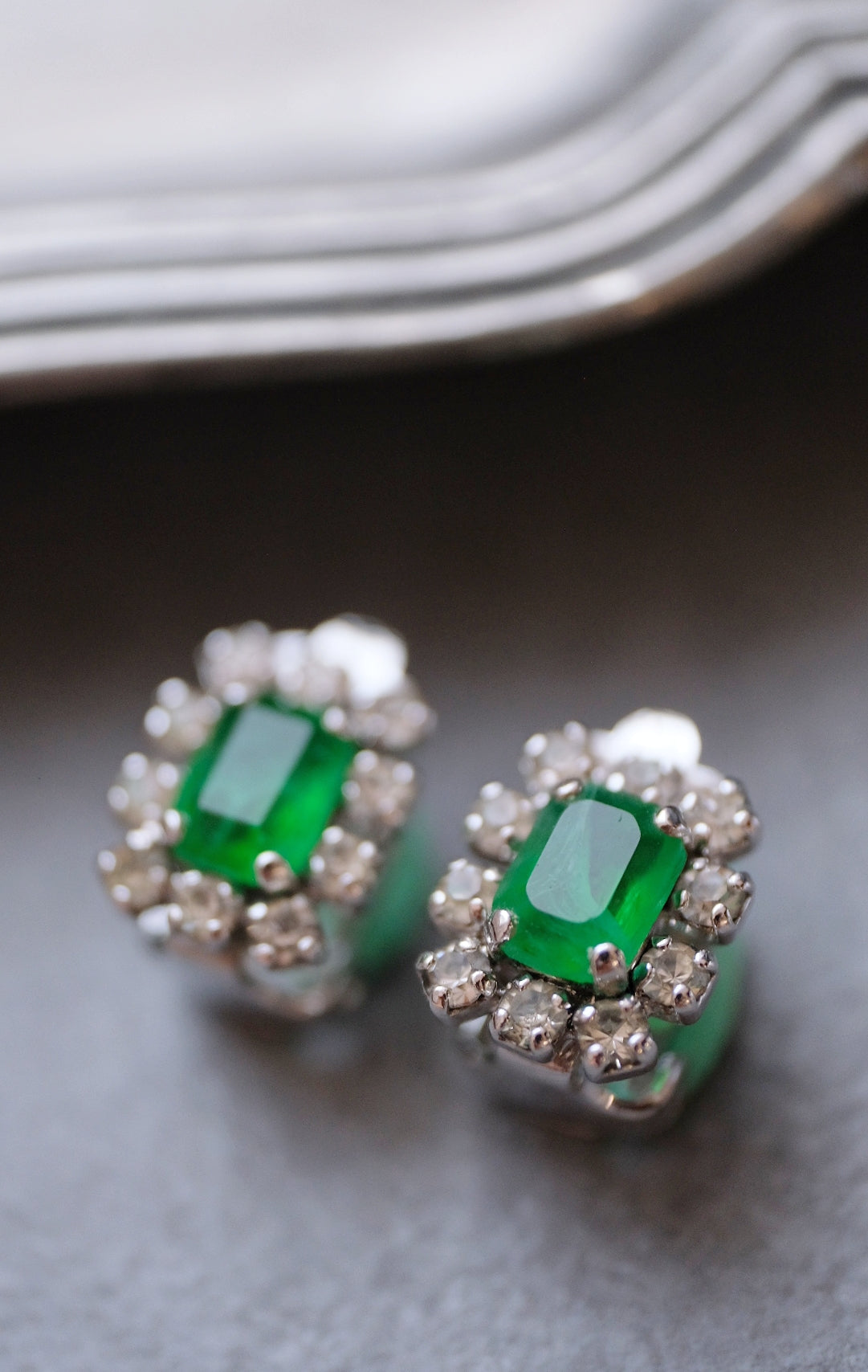 Christian Dior Imitation Emerald crystal Vintage Earclips