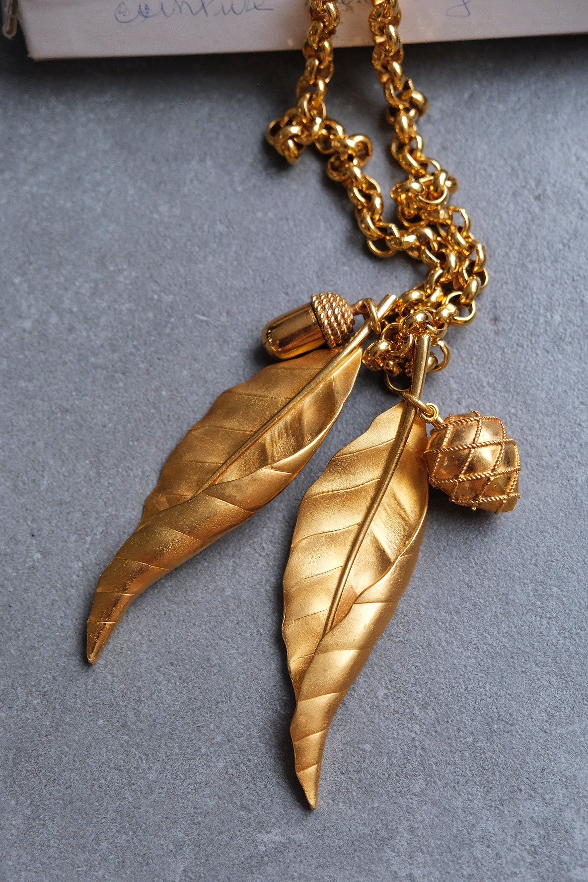Carven Paris Statement leaf long necklace French Vintage necklace