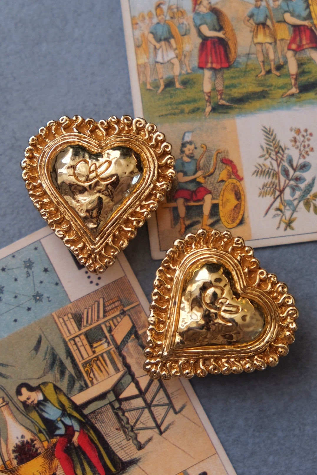 Christian Lacroix massive size heart earclips Statement Earrings