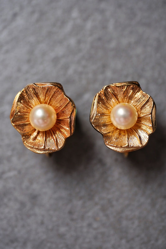 Christian Dior Imitation pearl flower Vintage Earclips
