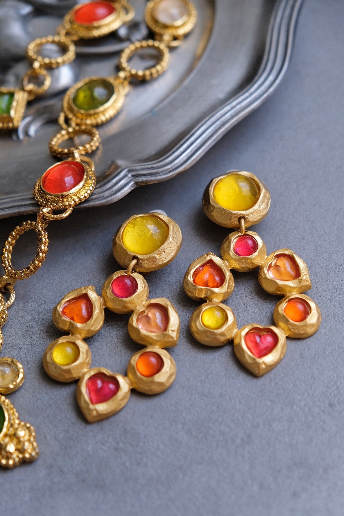 Edouard Rambaud Heart drop earclips Vintage Earrings