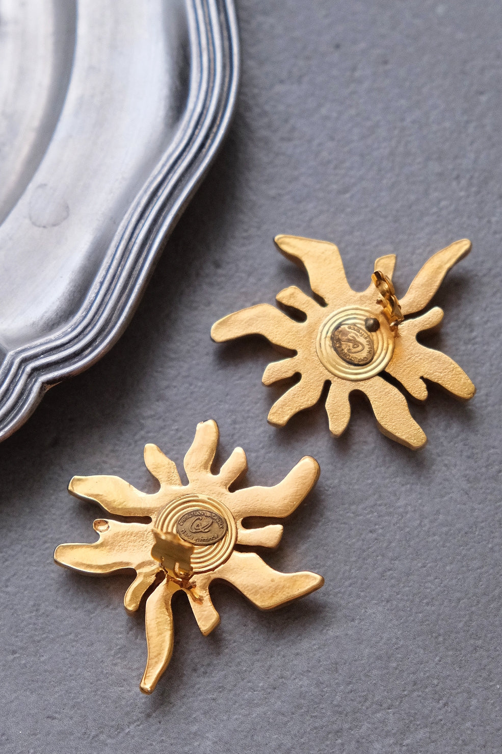 CHRISTIAN LACROIX Massive size Vintage sun ear clips statement earrings