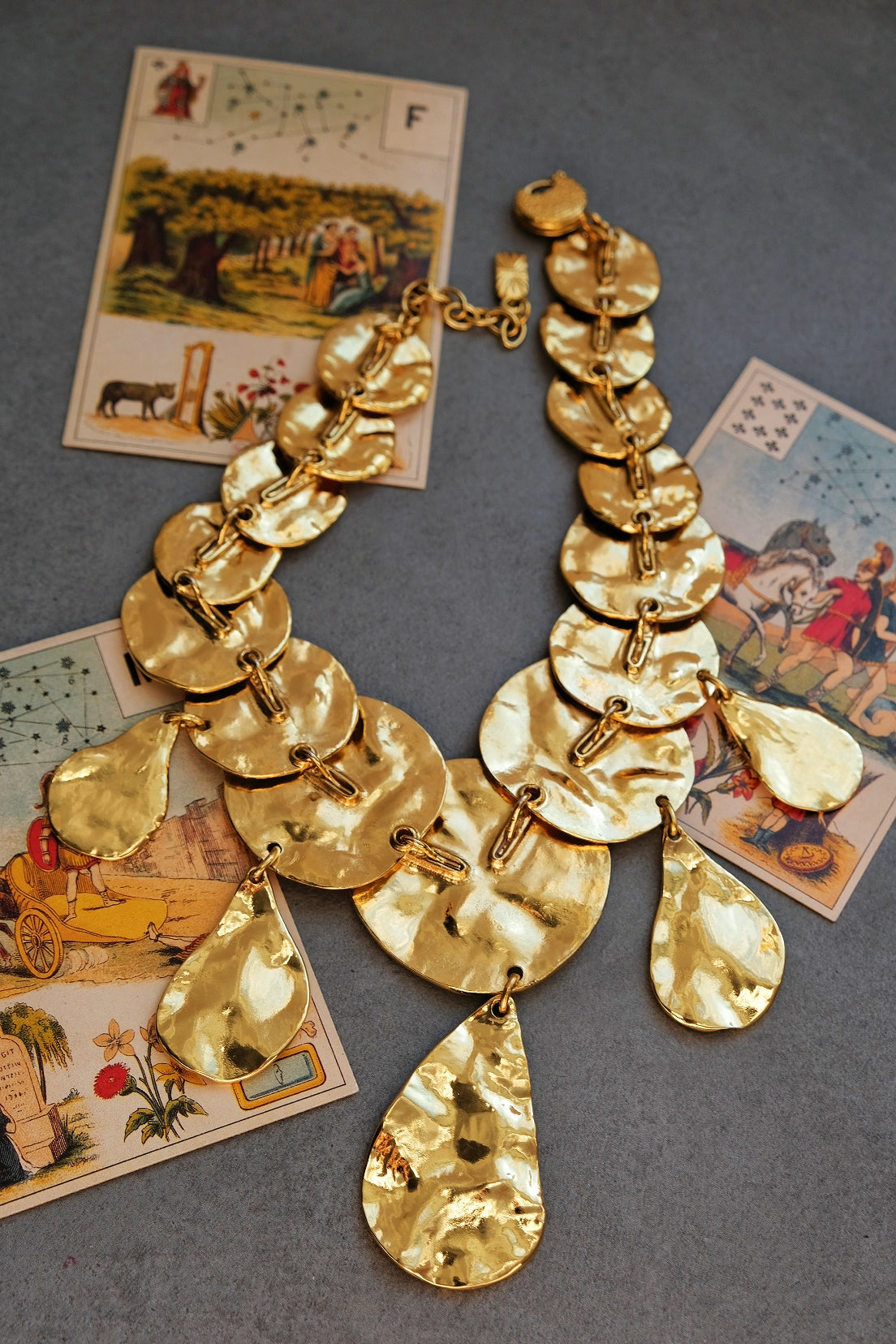 Yves Saint Laurent YSL opulent cumpled discs vintage pendant necklace