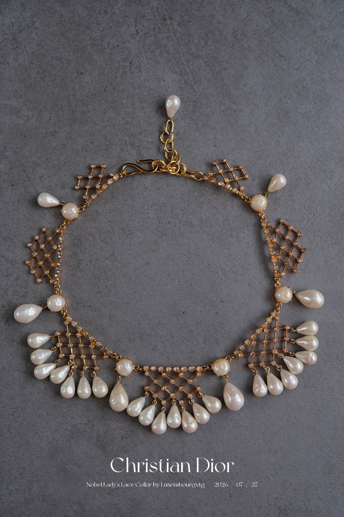 Christian Dior 1950s Lace Collar pearl necklace
