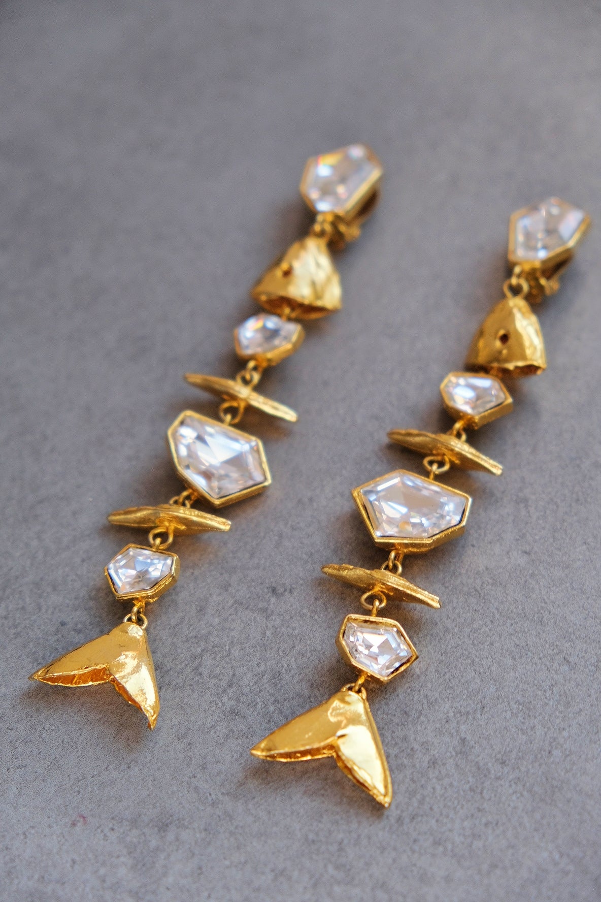 Yves Saint Laurent YSL vintage Fish Bone Earclips Statement earrings