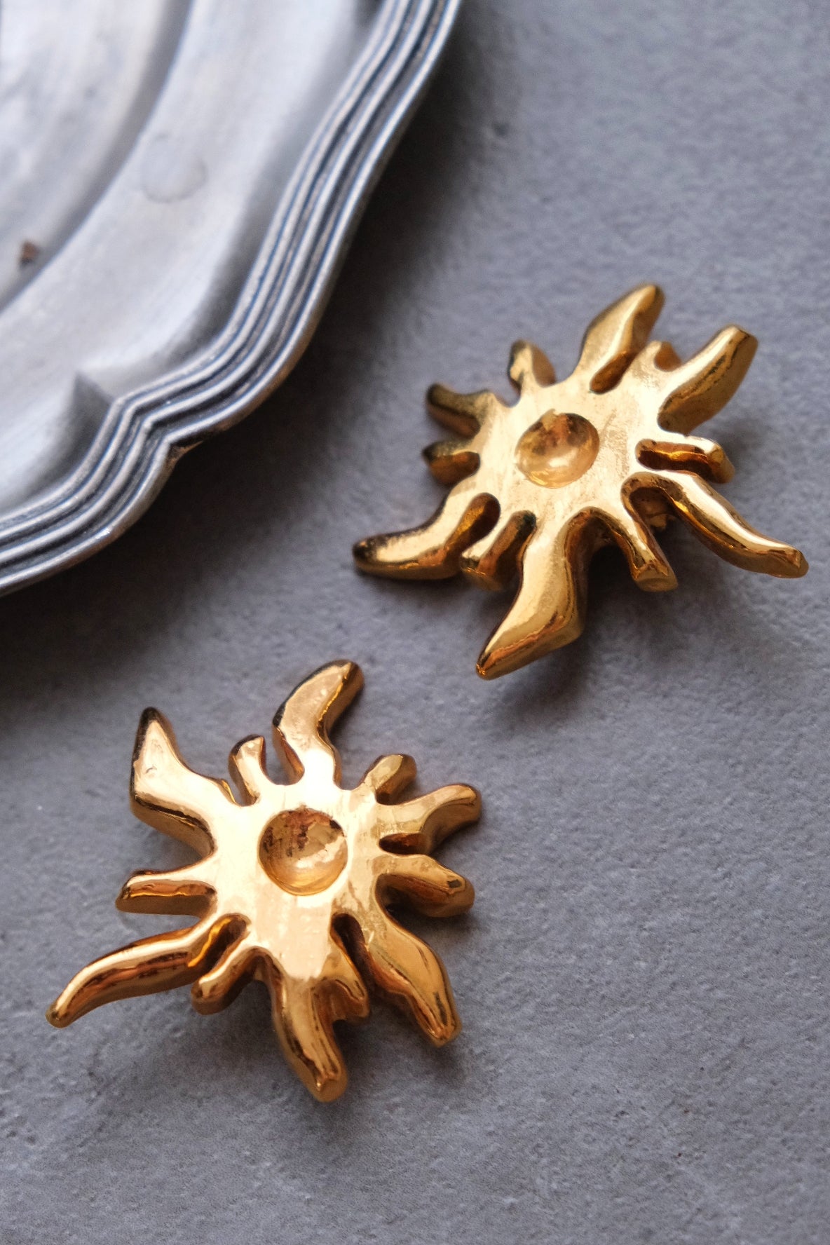 CHRISTIAN LACROIX Massive size Vintage sun ear clips statement earrings