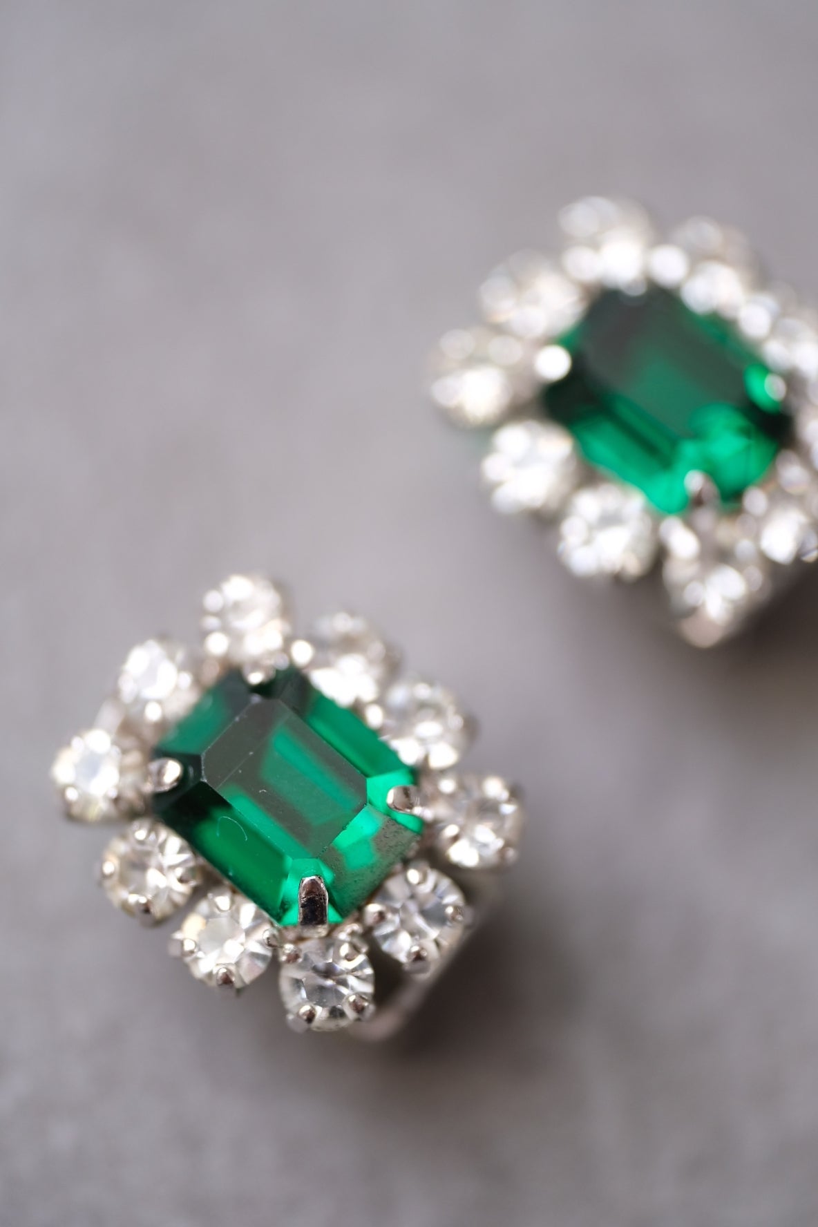 Christian Dior Year 1966 Imitation Emerald crystal Vintage Earclips