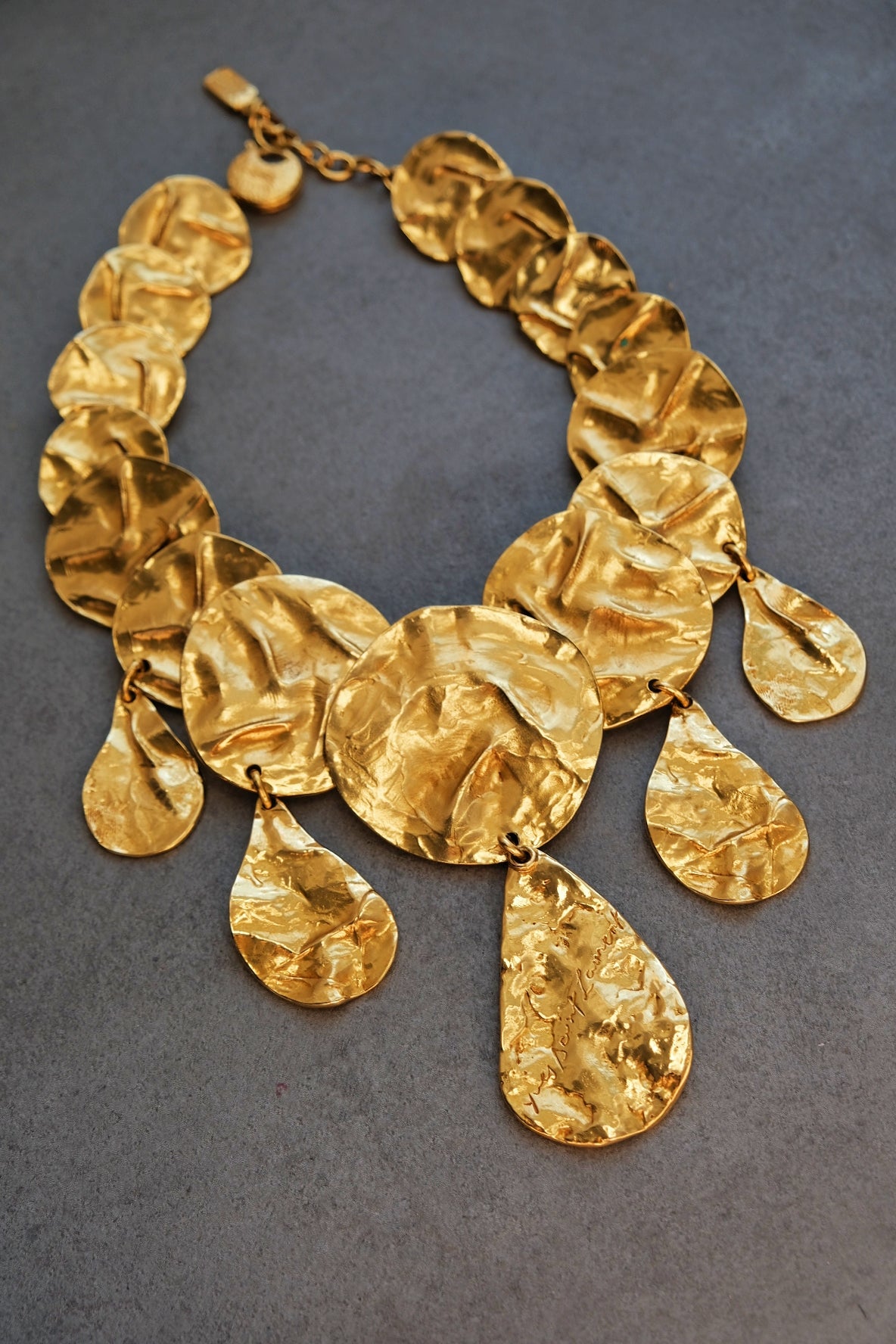 Yves Saint Laurent YSL opulent cumpled discs vintage pendant necklace