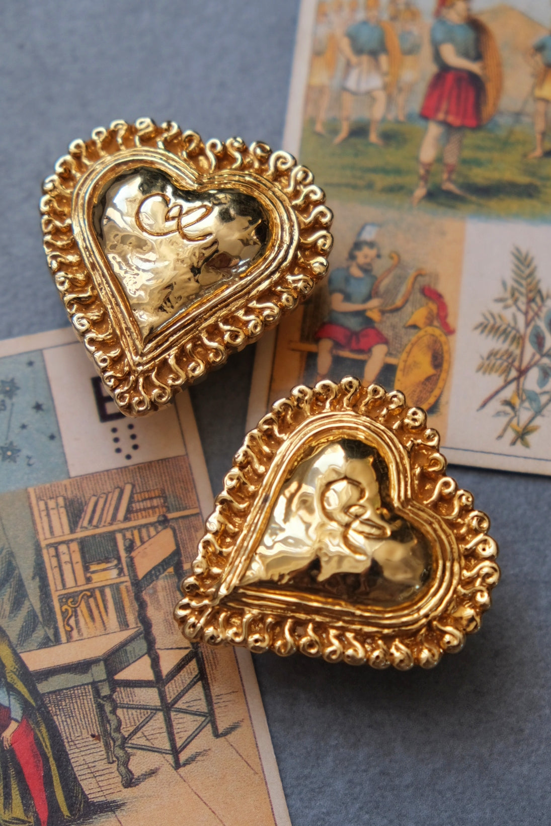 Christian Lacroix massive size heart earclips Statement Earrings
