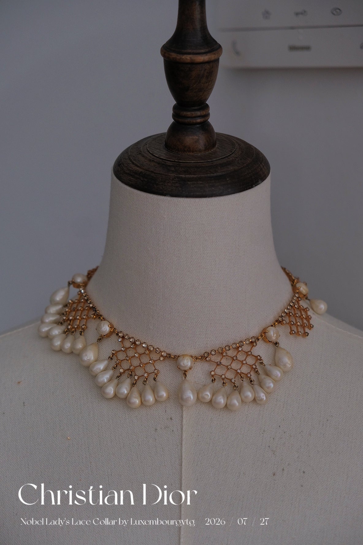 Christian Dior 1950s Lace Collar pearl necklace